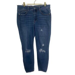Judy Blue Distressed Skinny Jeans Womens 14W Stretch‎ Mid Rise Medium Wash